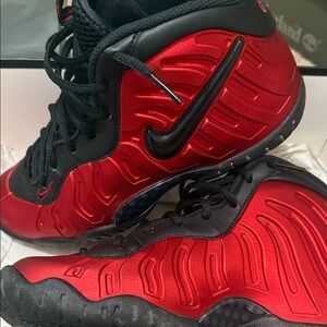 Nike Red and Black Foamposite Sneakers